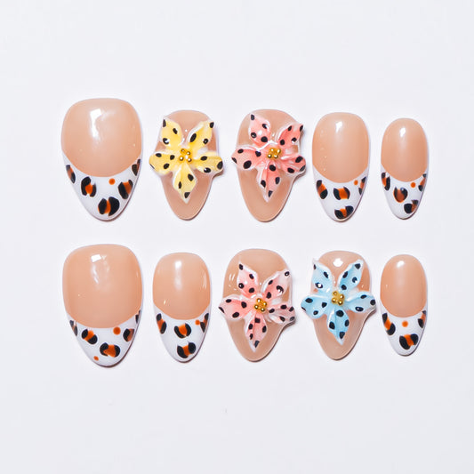 InchArt Press-on Nails Leopard Garden