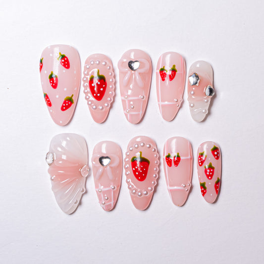 InchArt Press-on Nails Strawberry Shortcake