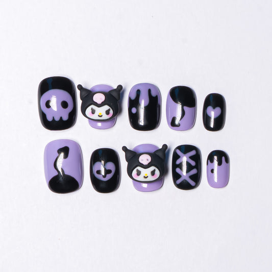 InchArt Press-on Nails Kuromi Hand-Paint