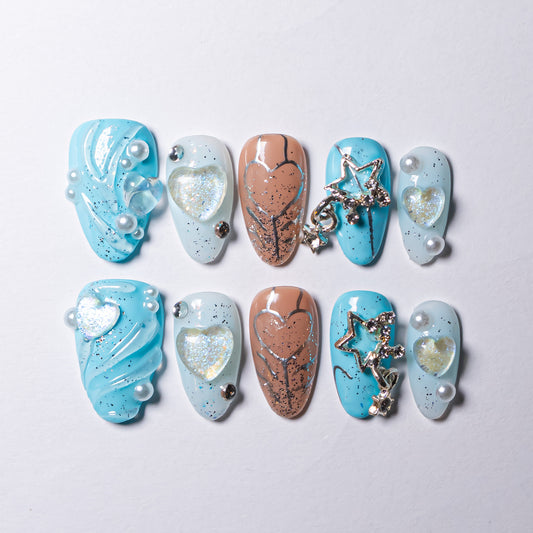 InchArt Press-on Nails Blue Breeze