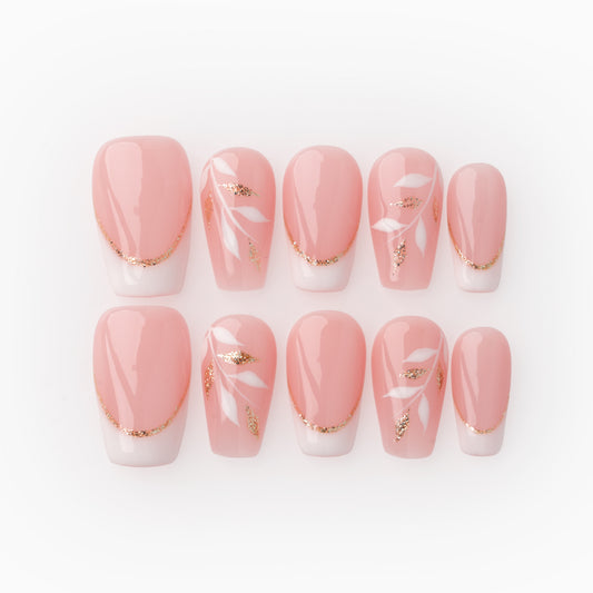 InchArt Press-on Nails Blush & Gold Bloom