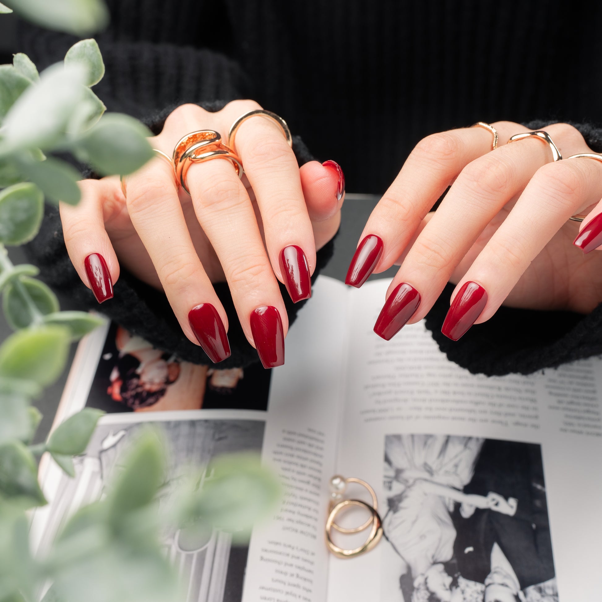 InchArt Press-on Nails Burgundy Bliss