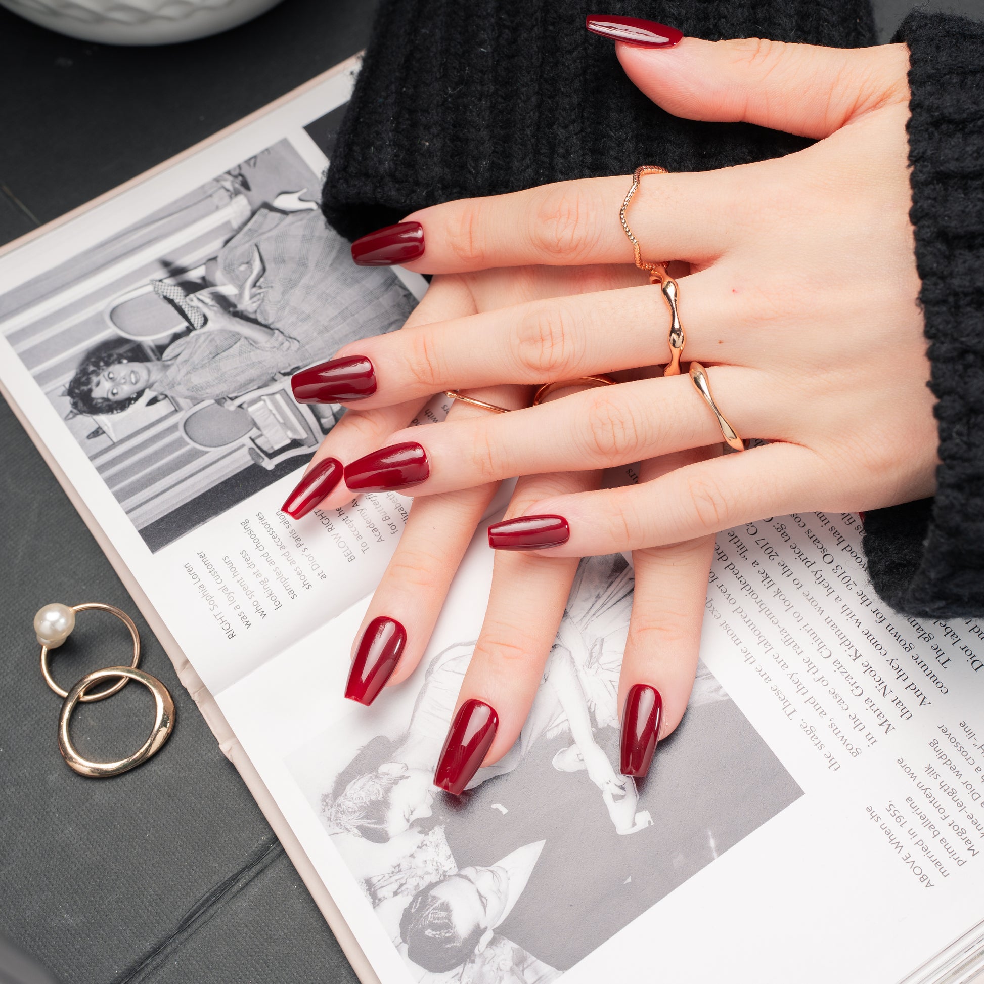 InchArt Press-on Nails Burgundy Bliss